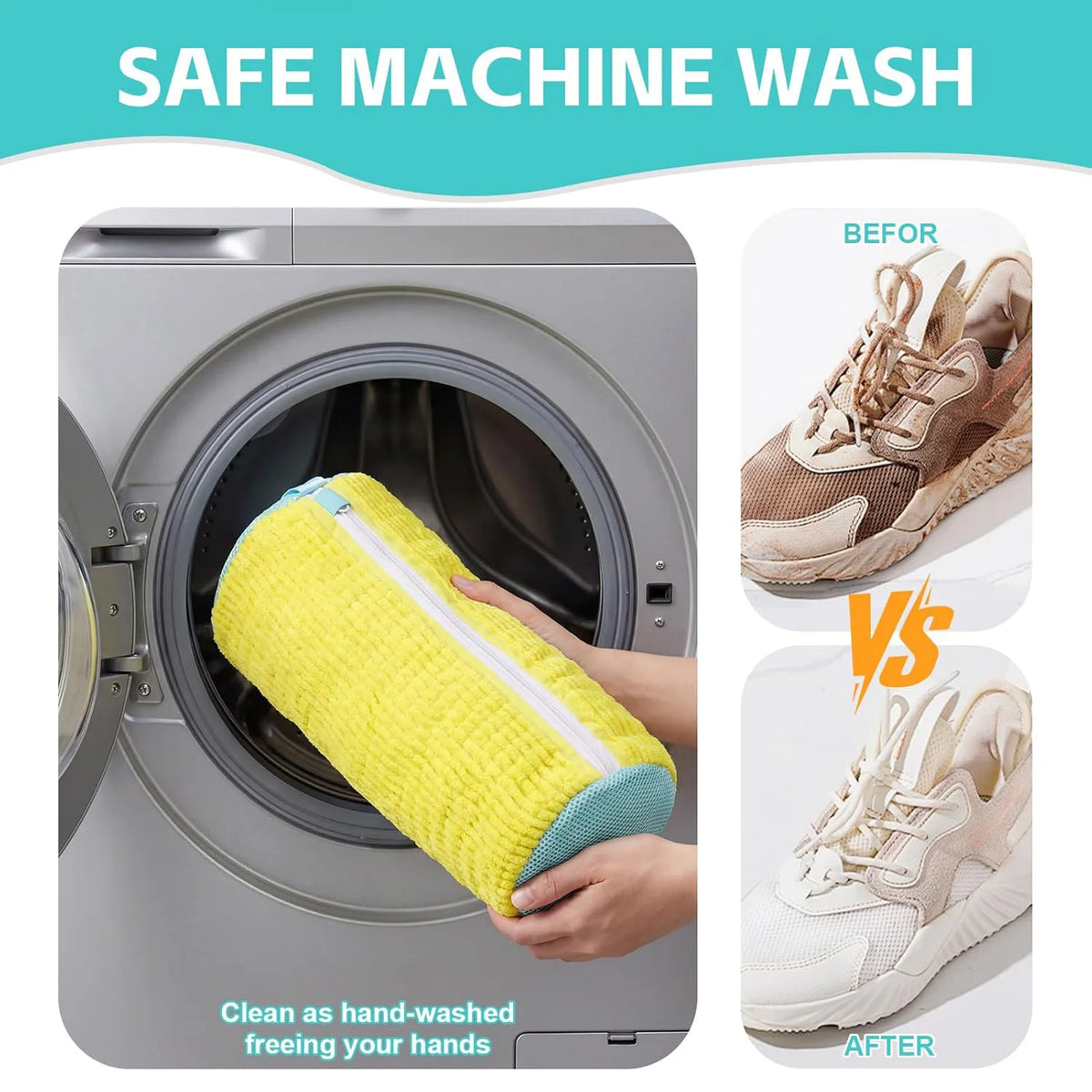 Heavy-Duty Mesh Shoe Laundry Bag with Zipper – Machine-Wash Protector for Sneakers, Trainers & Casual Shoes | Reusable Washer-Safe Shoe Bag
