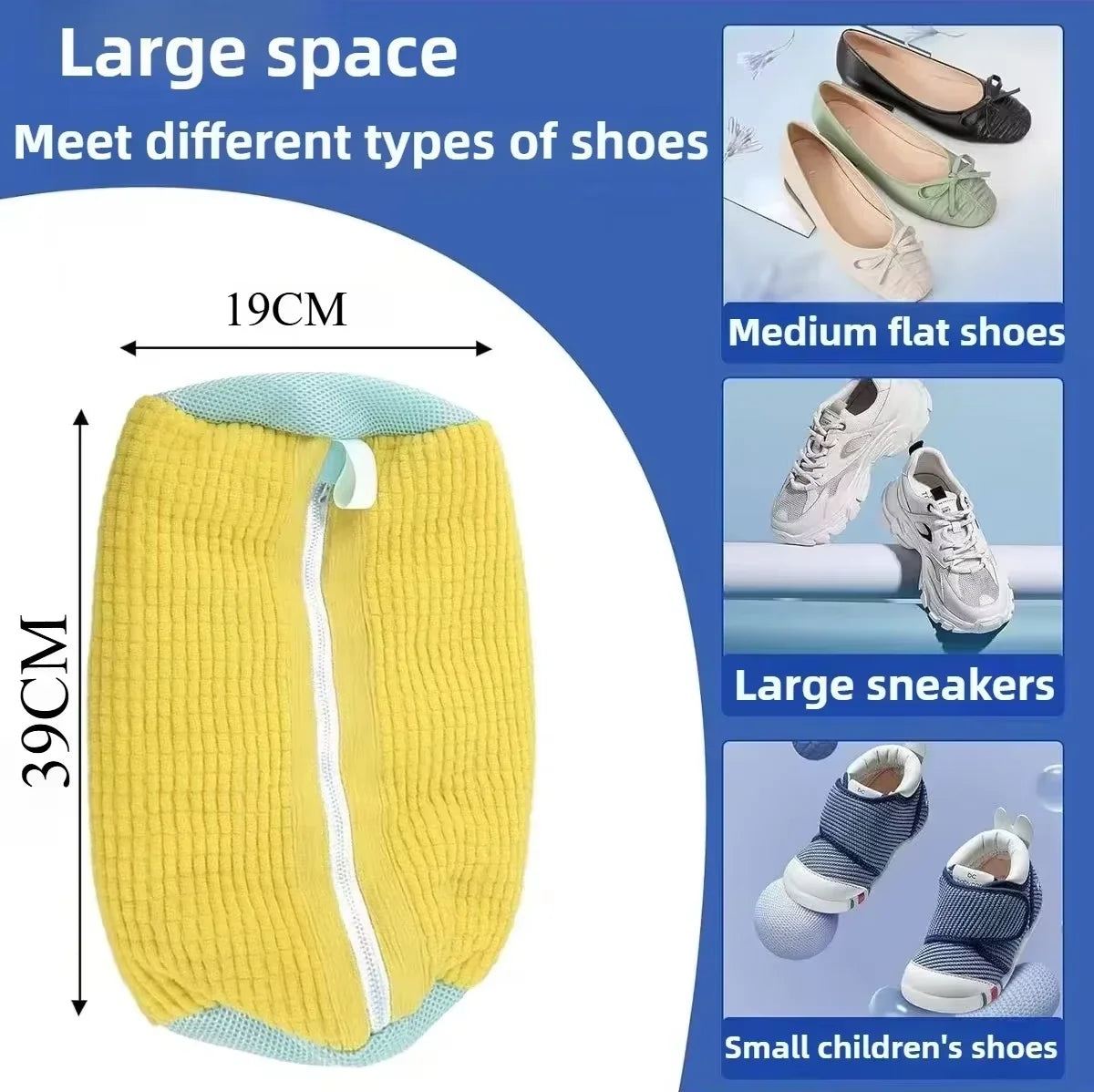 Heavy-Duty Mesh Shoe Laundry Bag with Zipper – Machine-Wash Protector for Sneakers, Trainers & Casual Shoes | Reusable Washer-Safe Shoe Bag