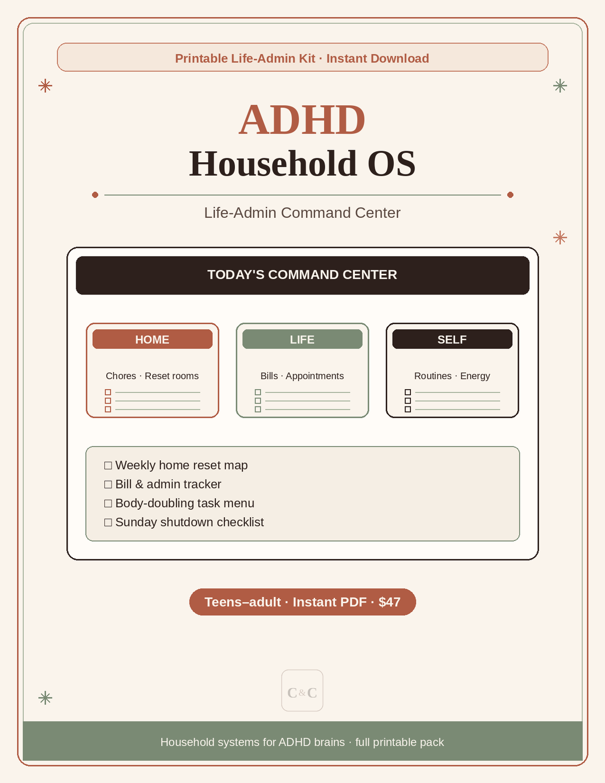 ADHD Household OS — Life-Admin Command Center Printable